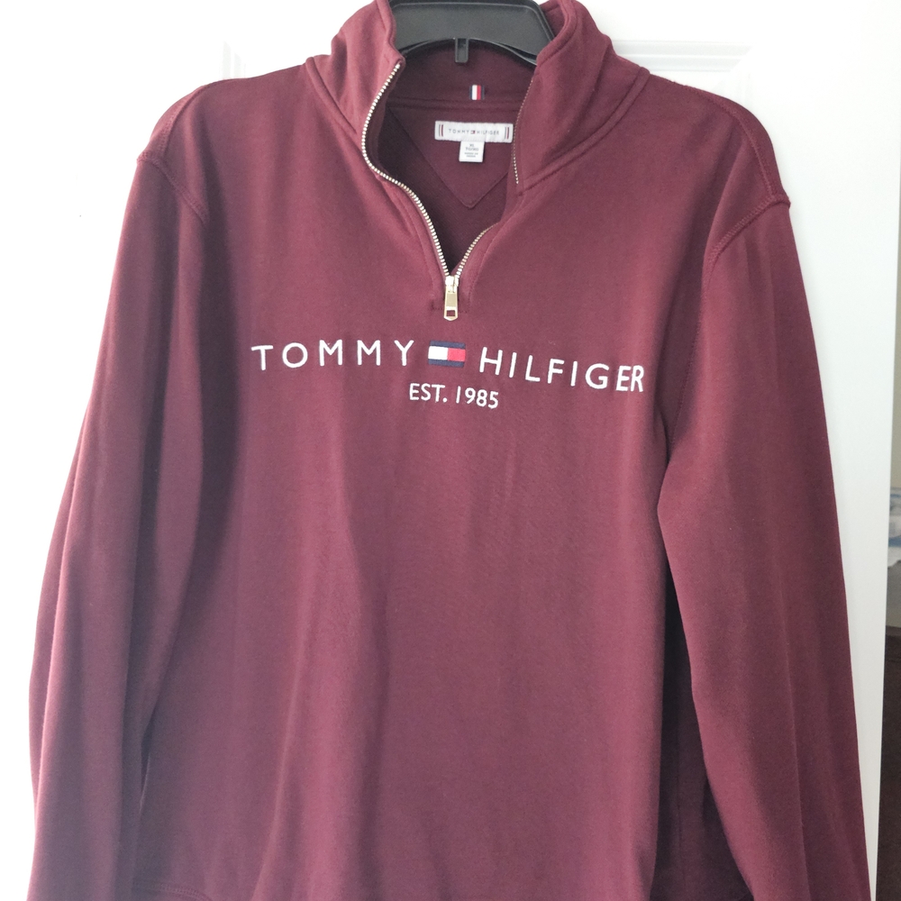 Tommy Hilfiger Burgundy Half-Zip Sweatshirt